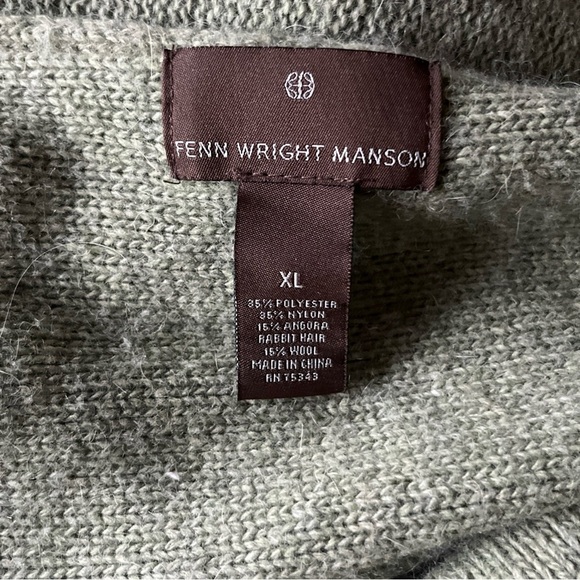 Fenn Wright Manson Green Open Cardigan Sweater XL Nylon/Angora/Wool Blend - Picture 8 of 11